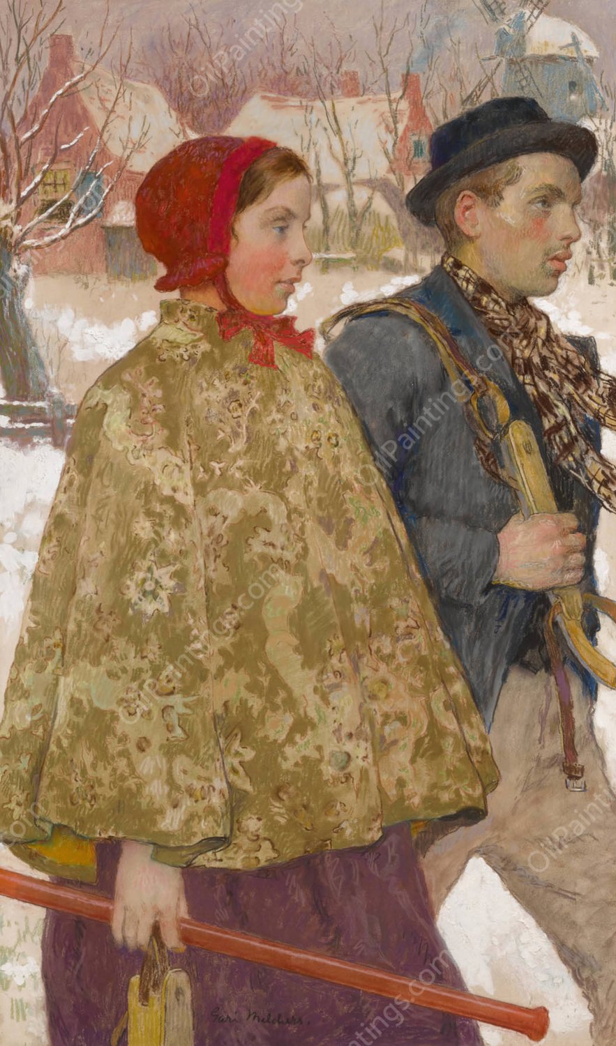 Winter by Gari Melchers - Hand-Painted Oil Painting Reproduction