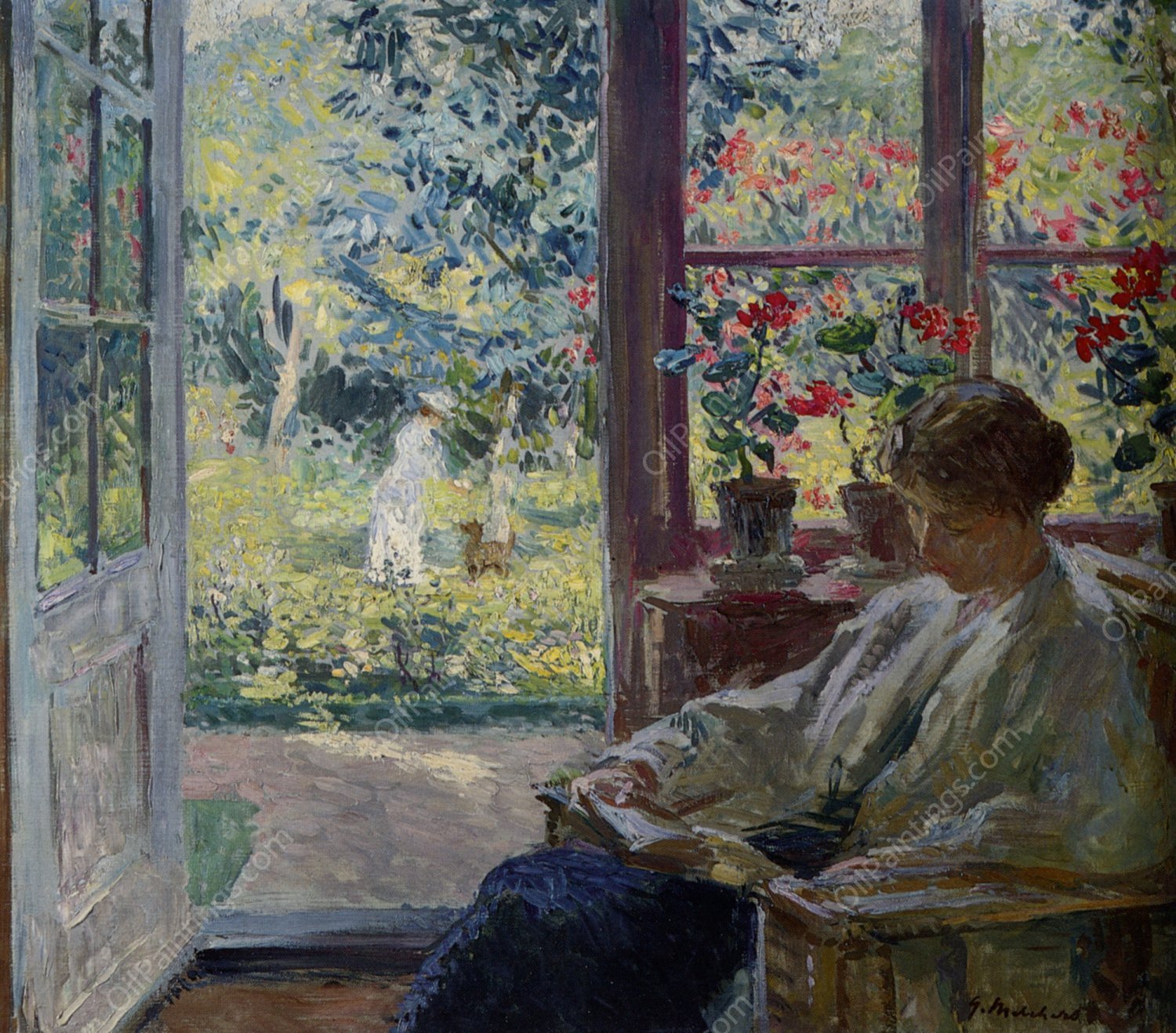 Woman Reading by a Window by Gari Melchers - Hand-Painted Oil Painting Reproduction