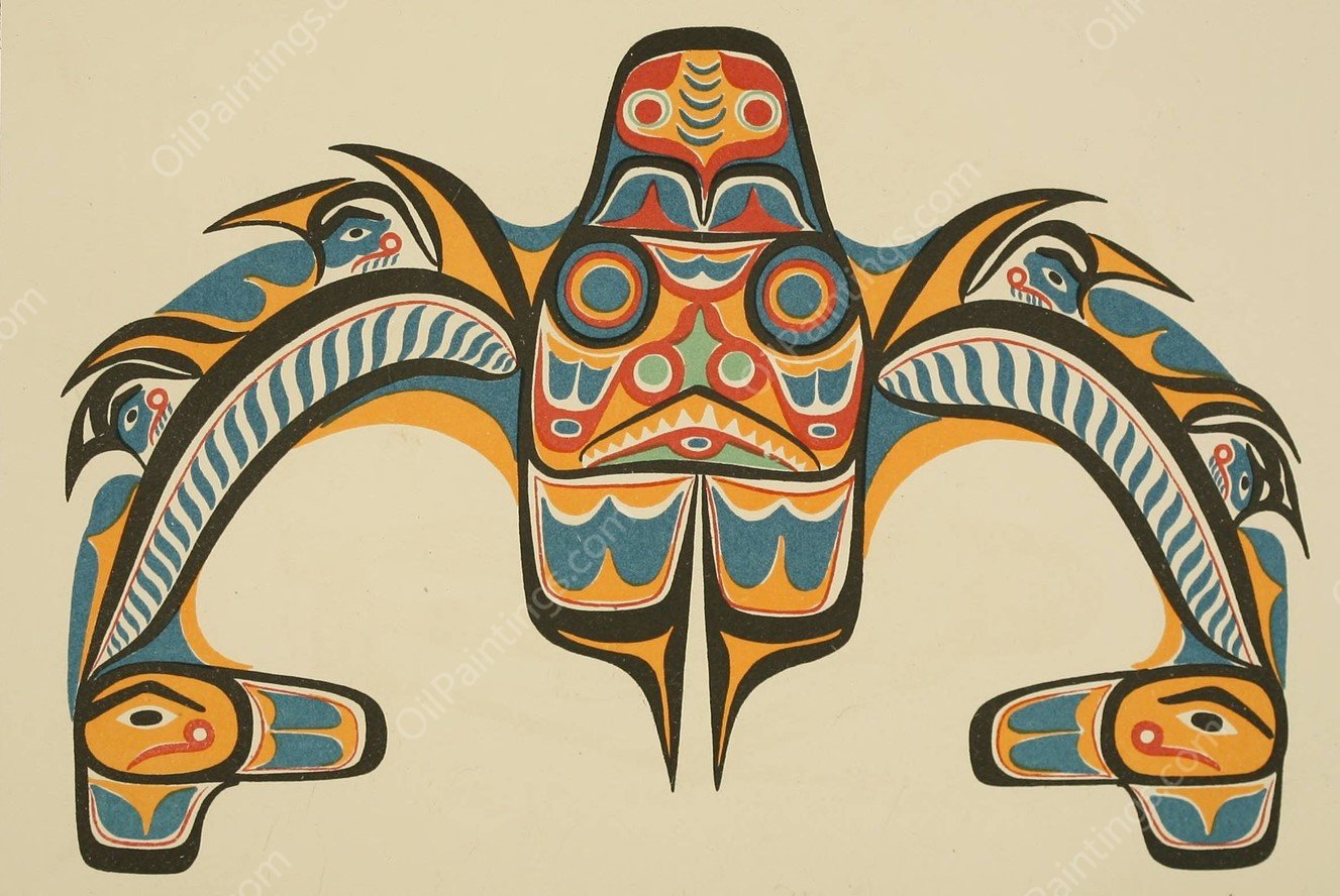 Haida Dog-Fish  by Garrick Mallery - Hand-Painted Oil Painting Reproduction