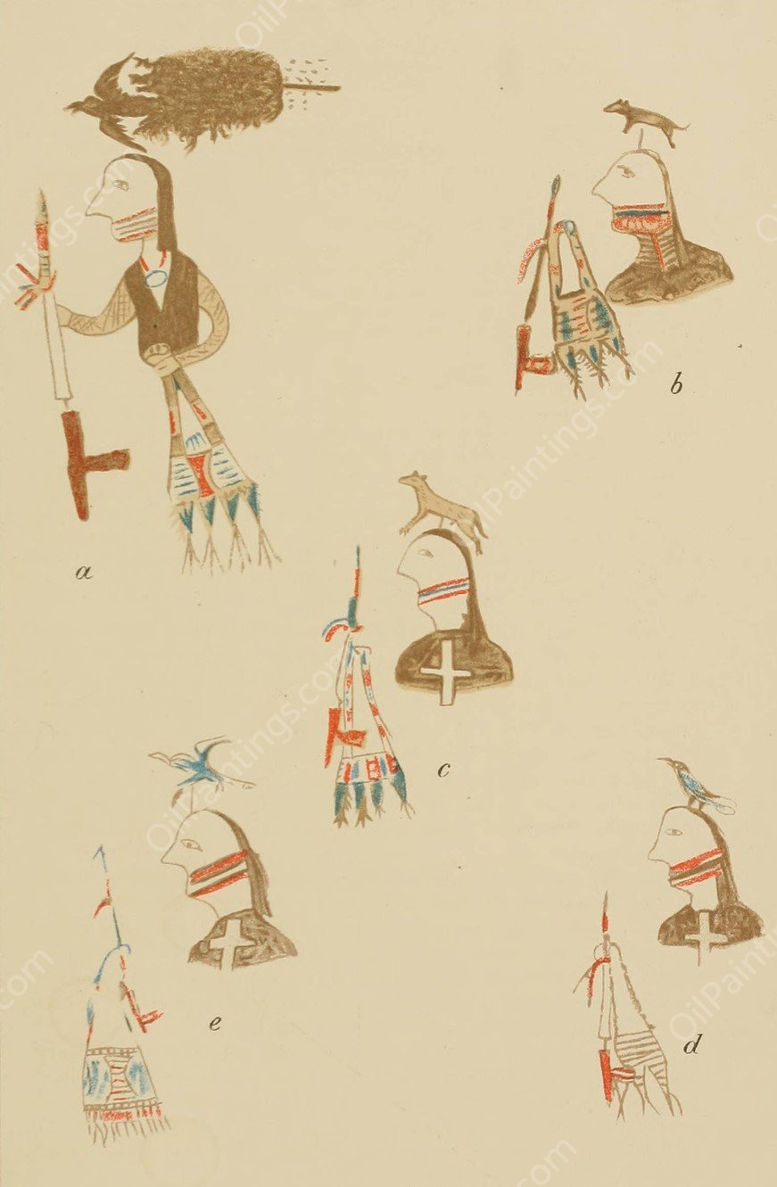 Oglala Chiefs  by Garrick Mallery - Hand-Painted Oil Painting Reproduction