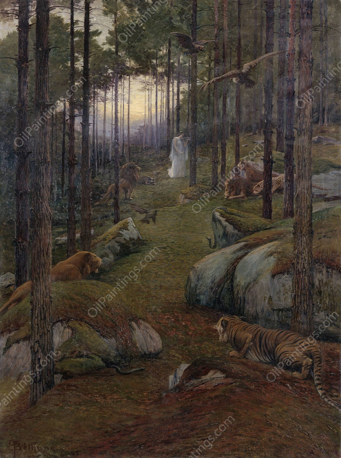 La charmeuse  by Gaston Bethune - Hand-Painted Oil Painting Reproduction