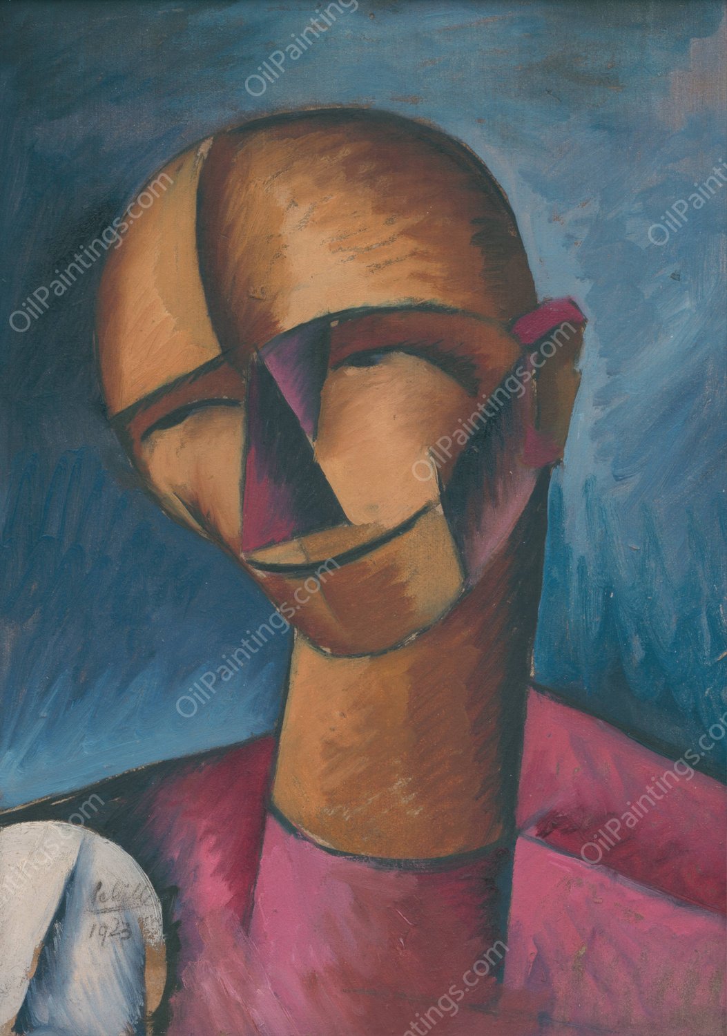 Hlava muza  by Gejza Schiller - Hand-Painted Oil Painting Reproduction