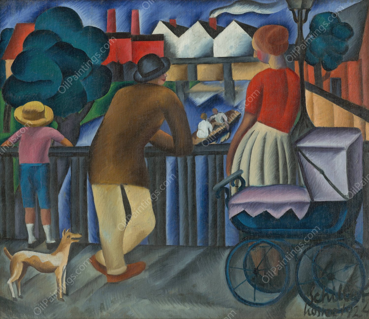 Mestsky motiv  by Gejza Schiller - Hand-Painted Oil Painting Reproduction