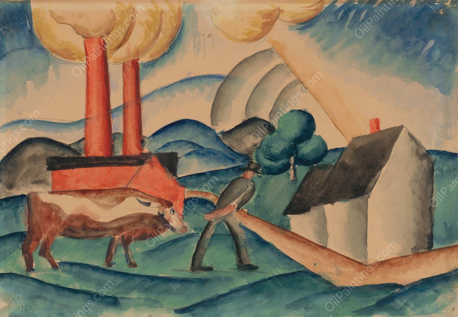 Z paSe  by Gejza Schiller - Hand-Painted Oil Painting Reproduction