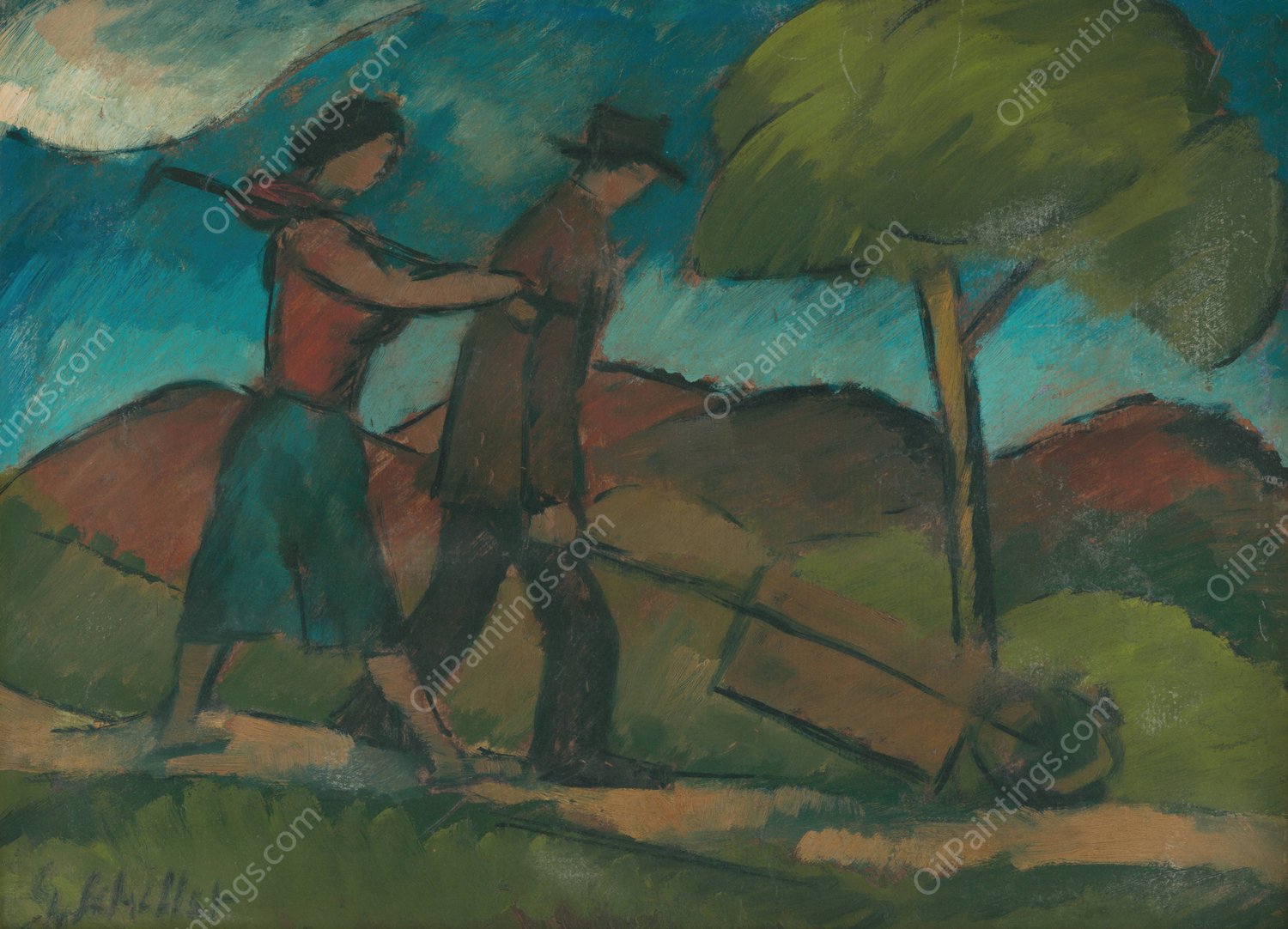 Z prace  by Gejza Schiller - Hand-Painted Oil Painting Reproduction