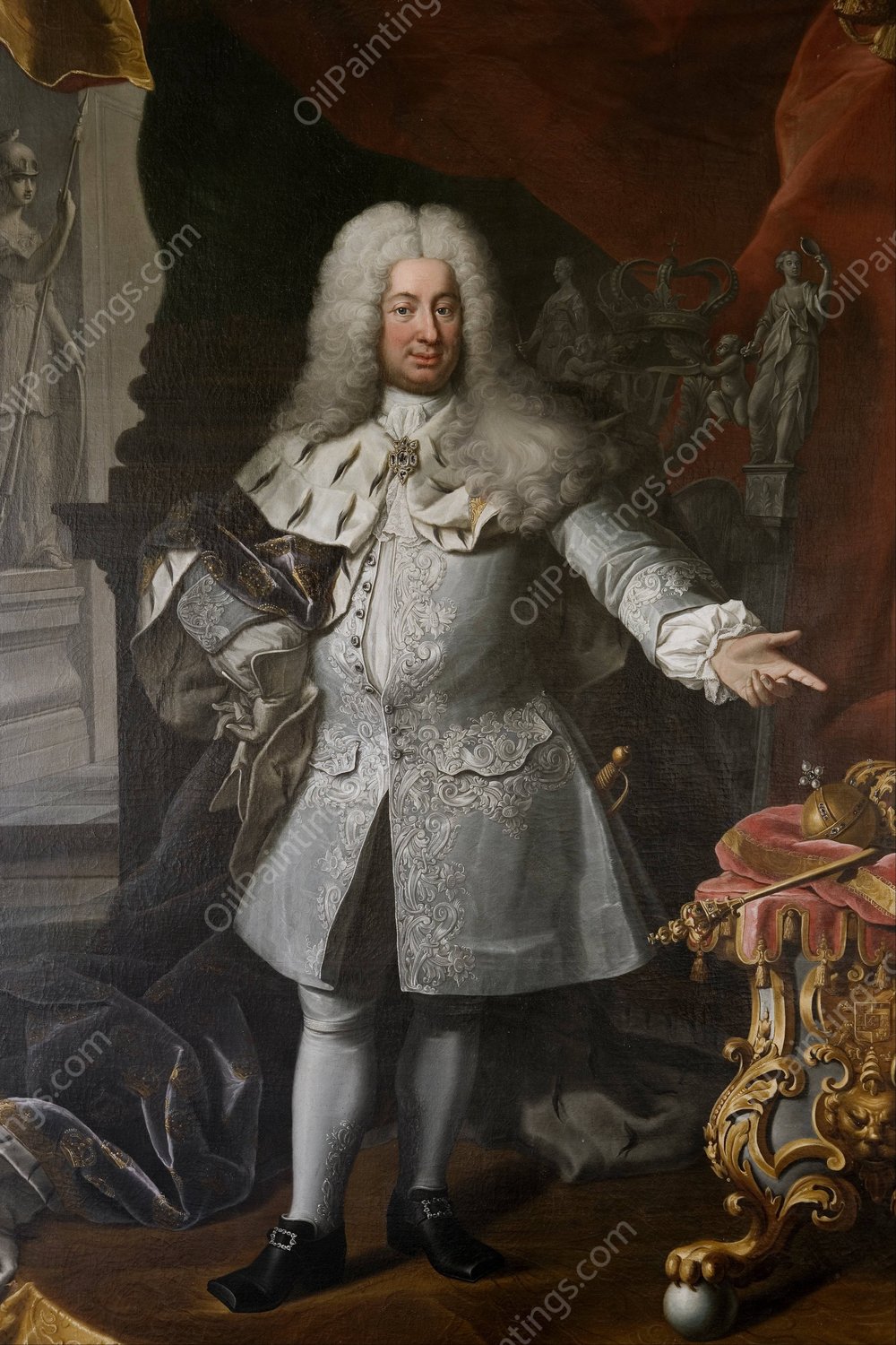 Fredrik I, King of Sweden 1720-1751 by Georg Engelhard Schroder - Hand-Painted Oil Painting Reproduction