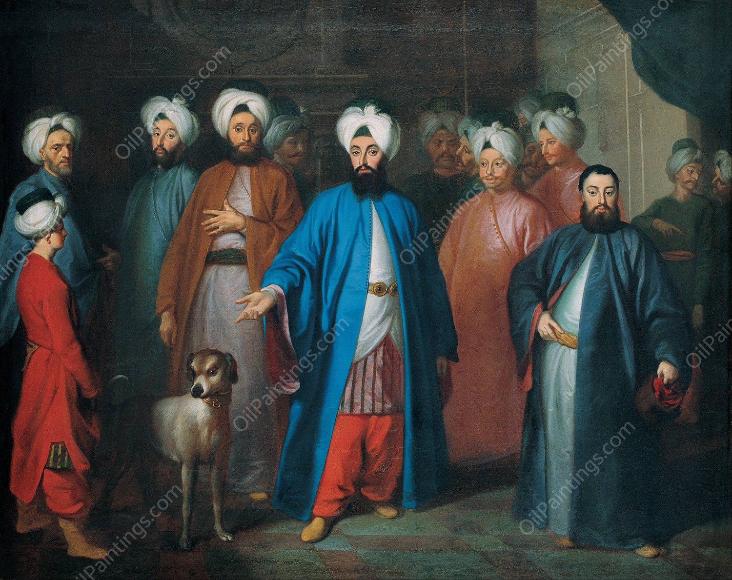 Mehmed Said Efendi and his Retinue by Georg Engelhard Schroder - Hand-Painted Oil Painting Reproduction