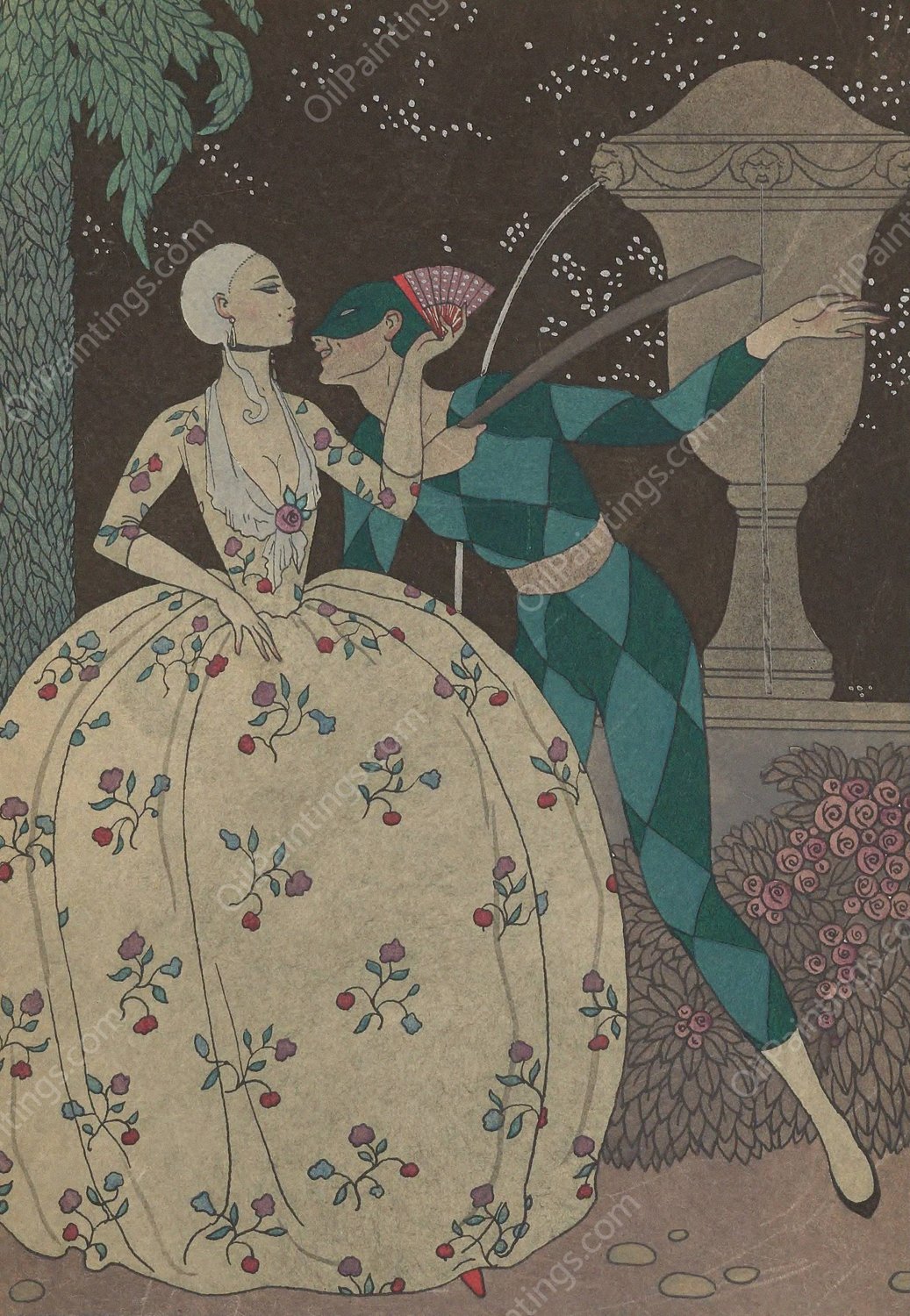 Arlequin  by George Barbier - Hand-Painted Oil Painting Reproduction