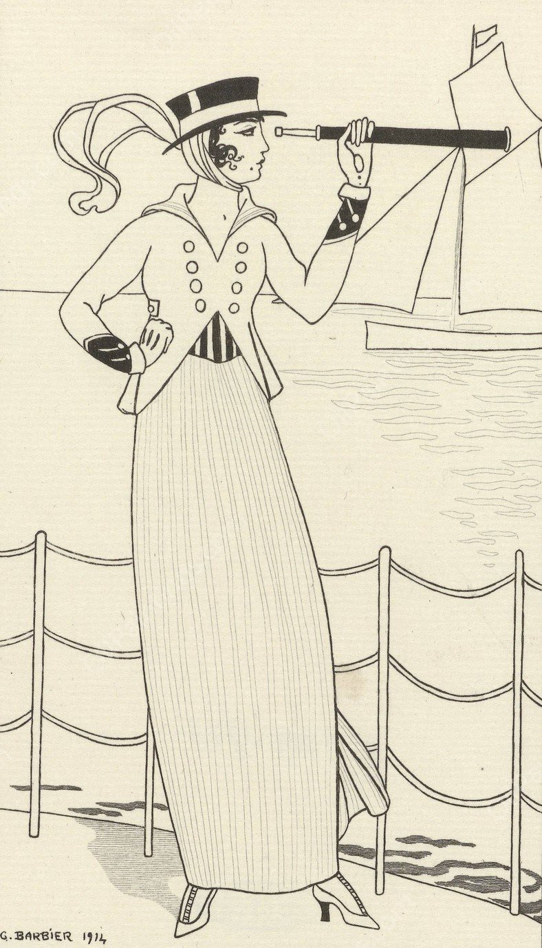 Costume de Yacht  by George Barbier - Hand-Painted Oil Painting Reproduction