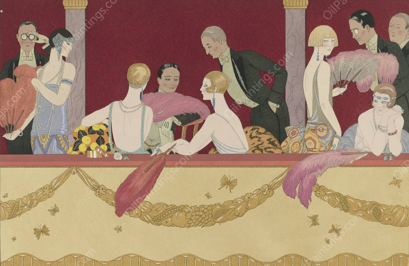 Eventails  by George Barbier - Hand-Painted Oil Painting Reproduction