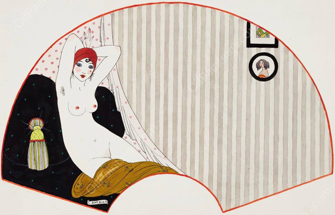 Femme nue sur un divan by George Barbier - Hand-Painted Oil Painting Reproduction