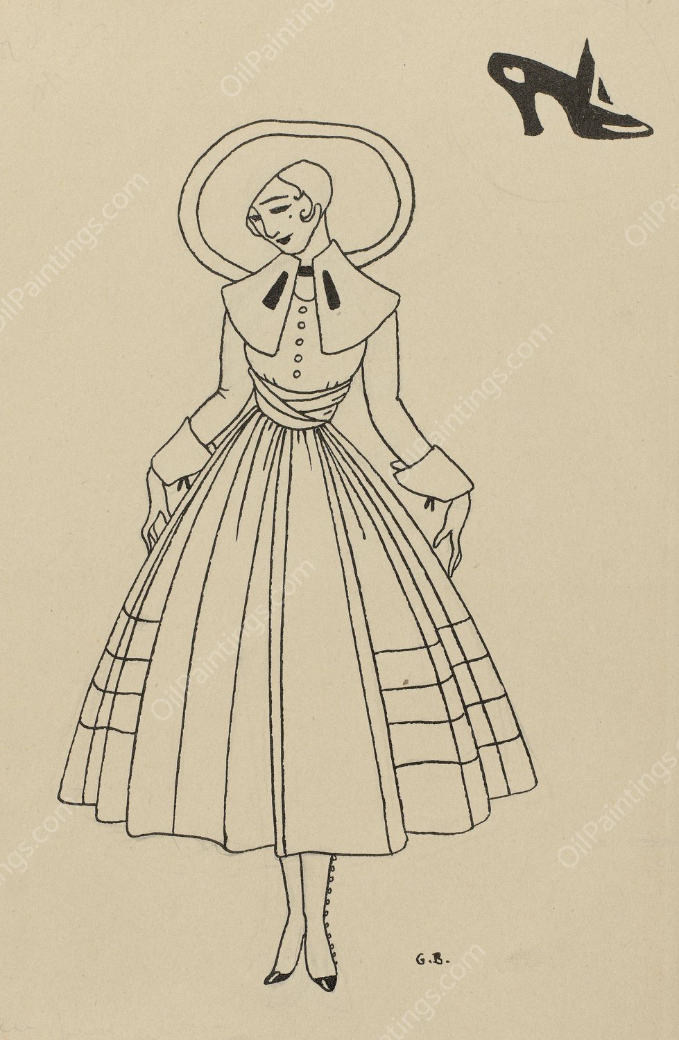 Gazette du Bon Ton, 2e annee, No. 8, 9, p. 26.  by George Barbier - Hand-Painted Oil Painting Reproduction