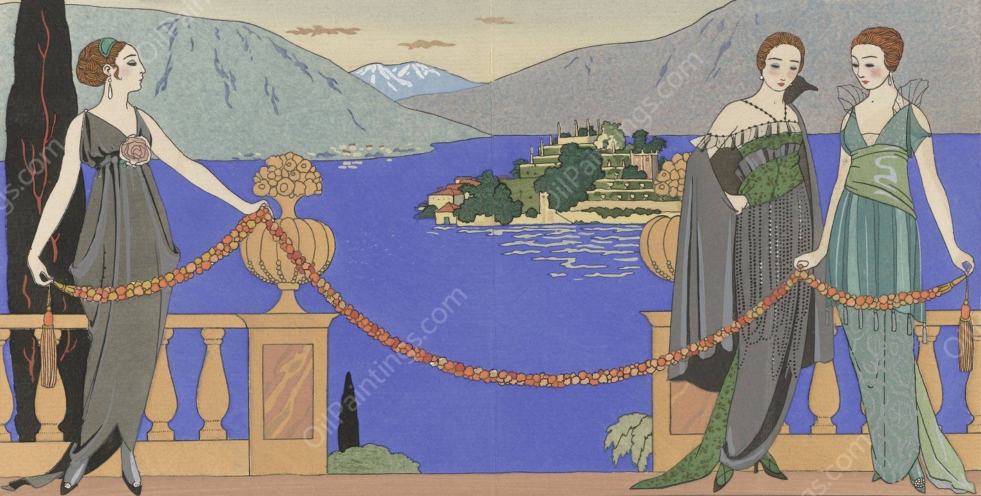 Isola Bella; Robes du soir de Redfern  by George Barbier - Hand-Painted Oil Painting Reproduction