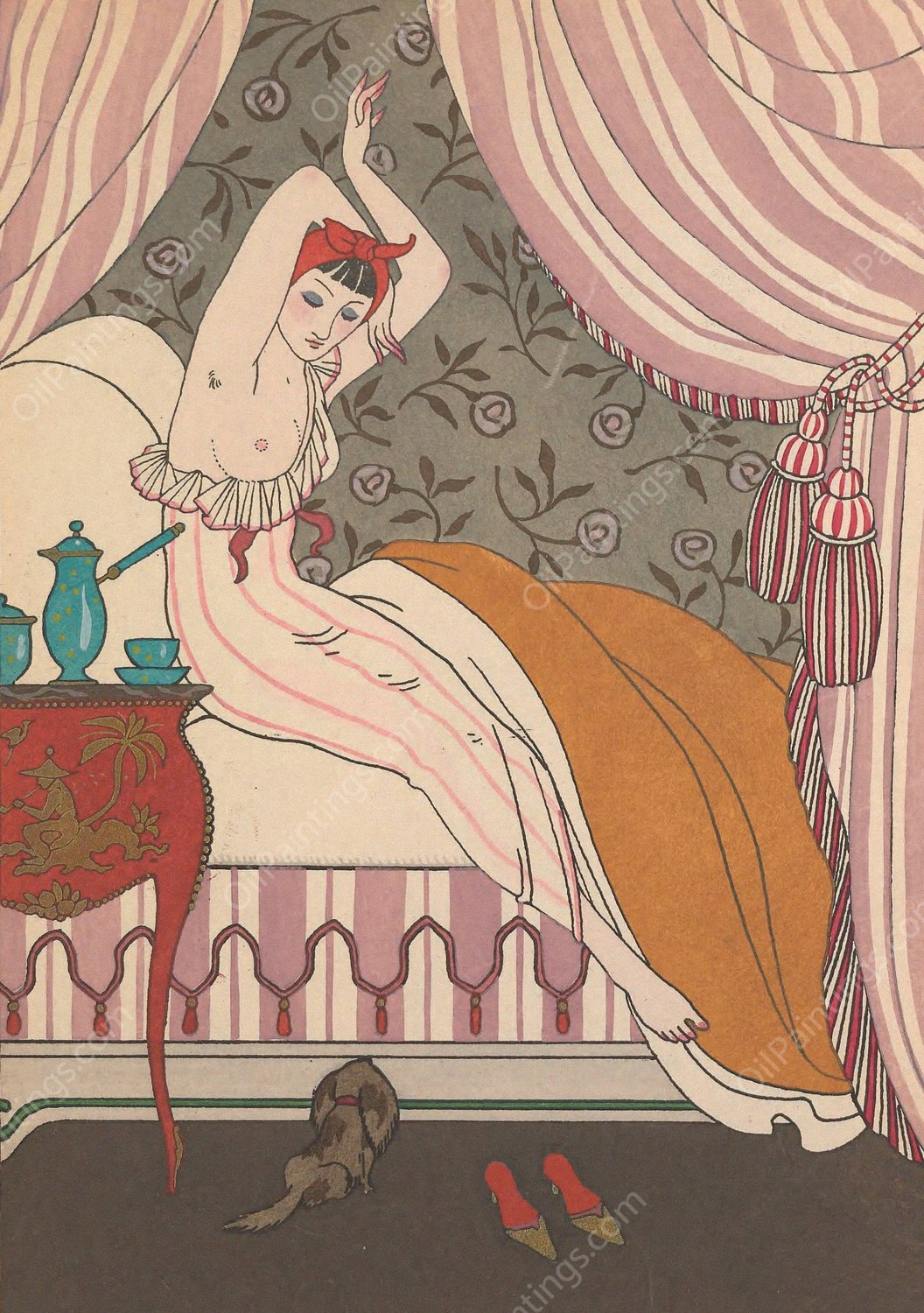 La Belle Matineuse  by George Barbier - Hand-Painted Oil Painting Reproduction