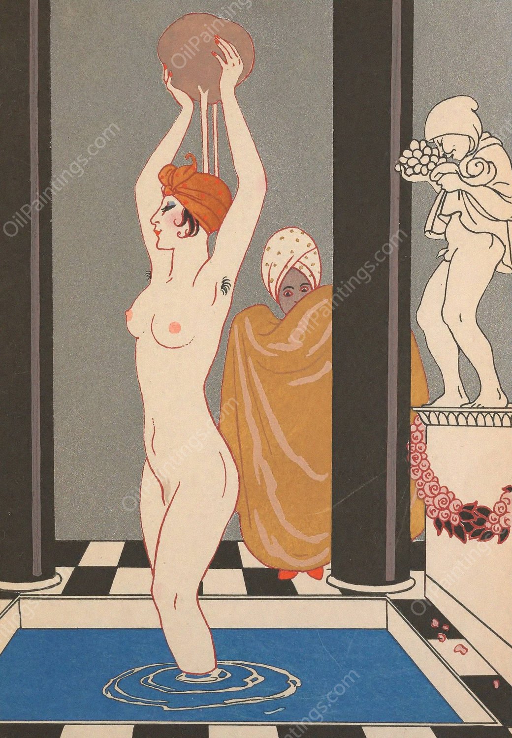 La Vasque  by George Barbier - Hand-Painted Oil Painting Reproduction