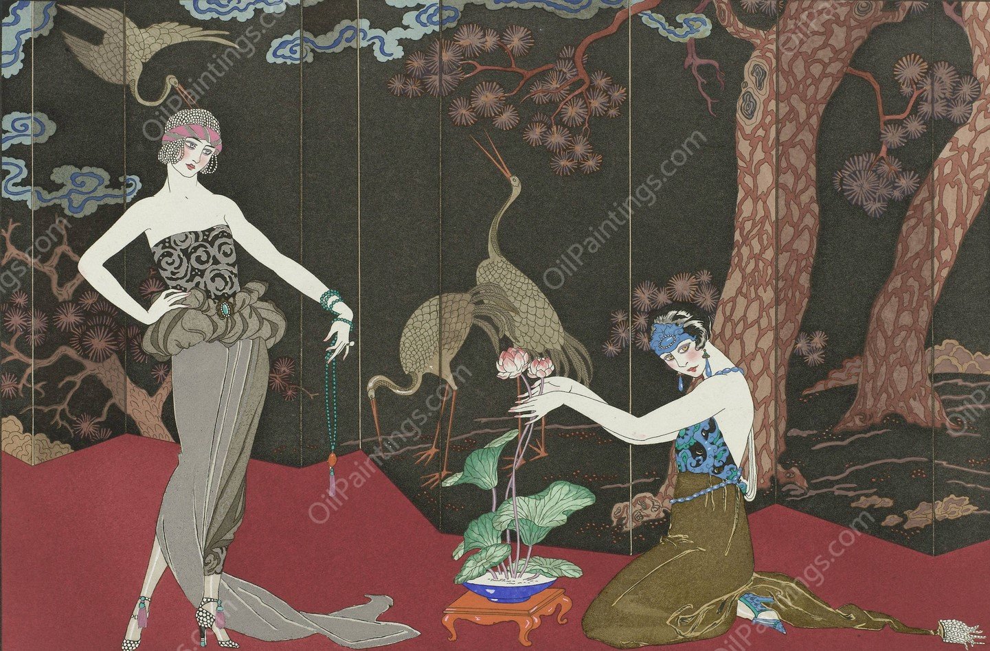 Le Gout des Laques  by George Barbier - Hand-Painted Oil Painting Reproduction