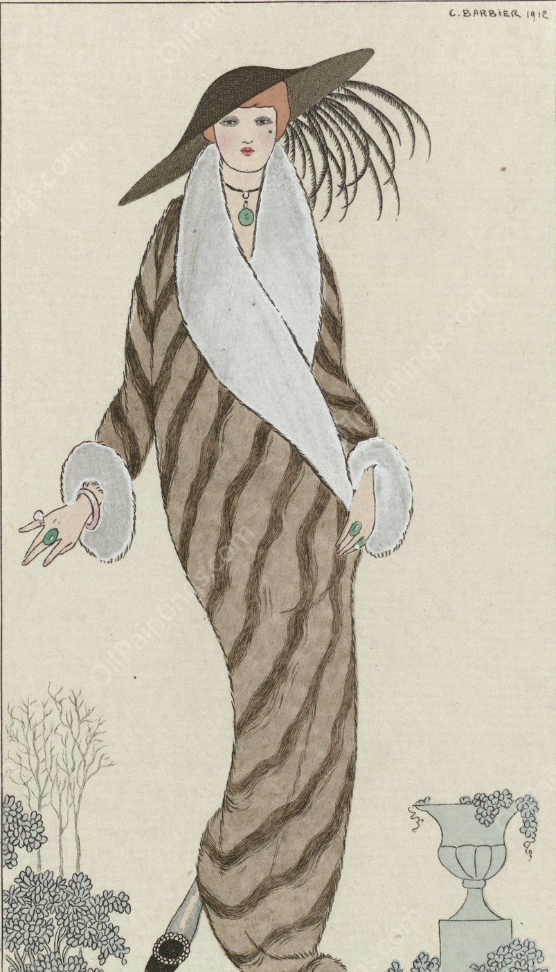 Manteau de Zibelin  by George Barbier - Hand-Painted Oil Painting Reproduction