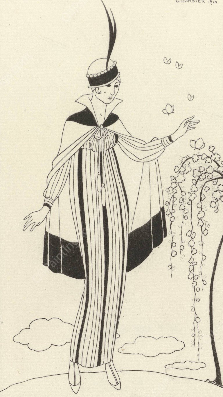 Petit manteau de velours  by George Barbier - Hand-Painted Oil Painting Reproduction