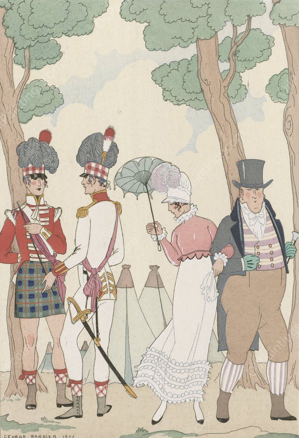 Venez donc, ma bonne amie!  by George Barbier - Hand-Painted Oil Painting Reproduction