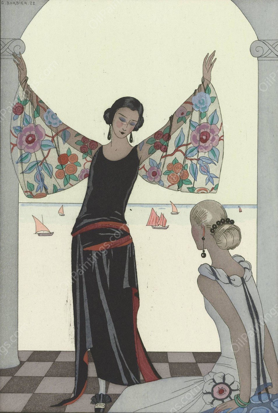 Voici mes ailes!  by George Barbier - Hand-Painted Oil Painting Reproduction