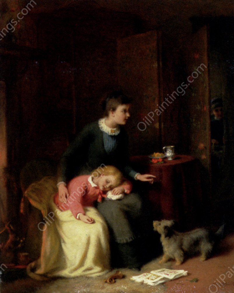 Hush - She's Sleeping by George Bernard O'Neill - Hand-Painted Oil Painting Reproduction