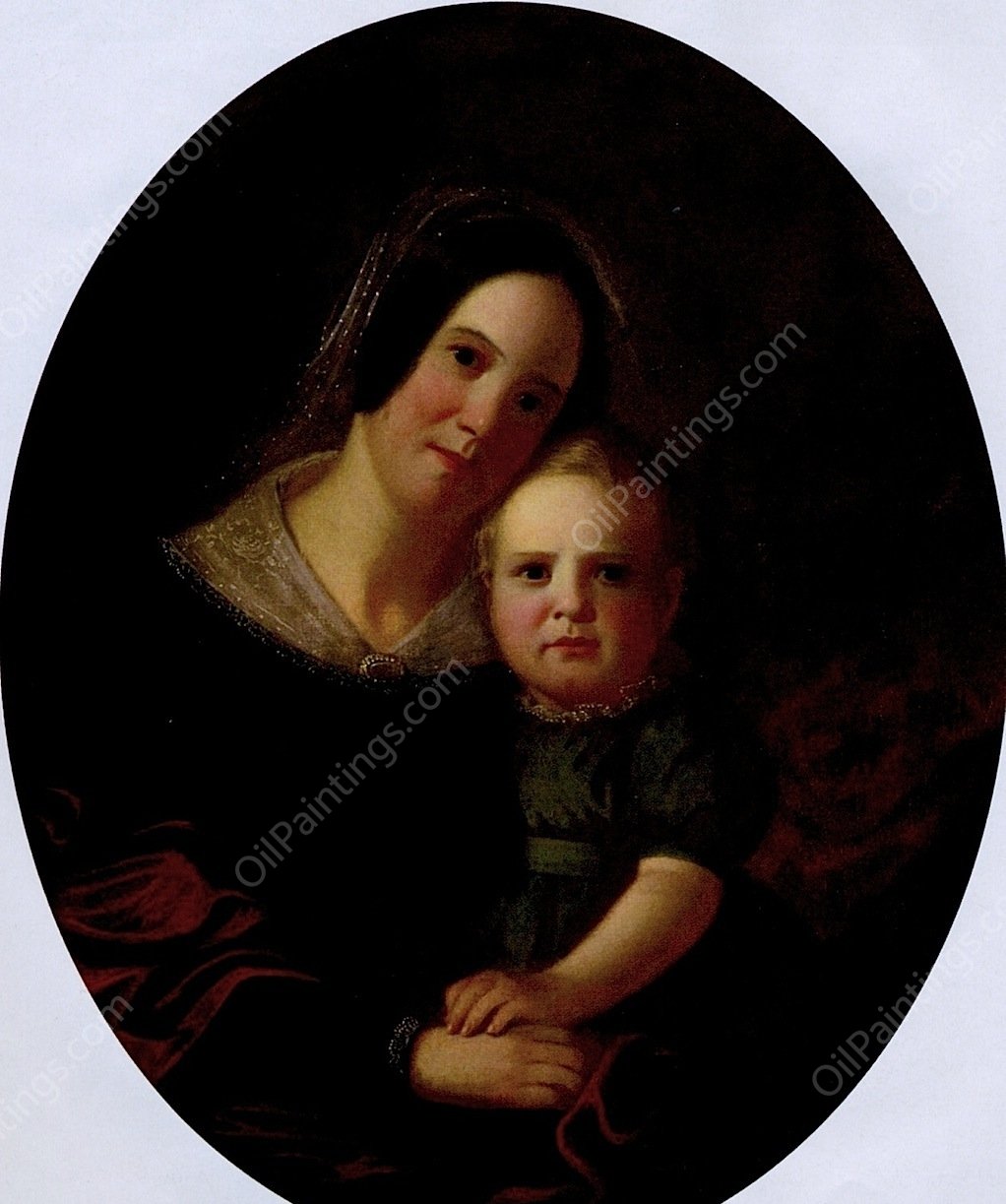 Mrs. George Caleb Bingham Sarah Elizabeth Hutchinson and Son Newton by George Caleb Bingham - Hand-Painted Oil Painting Reproduction