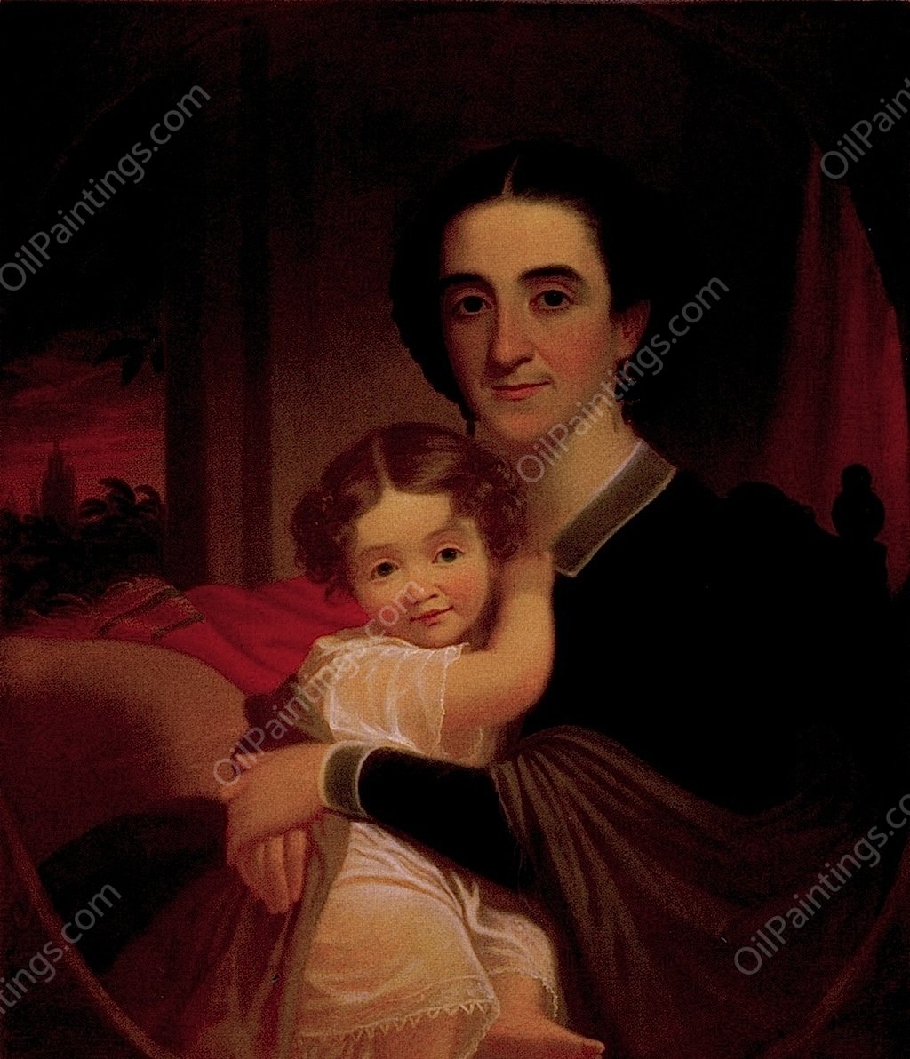 Mrs. Robert Levi Todd Sallie Woodson Hall and Daughter Matilda Tte by George Caleb Bingham - Hand-Painted Oil Painting Reproduction