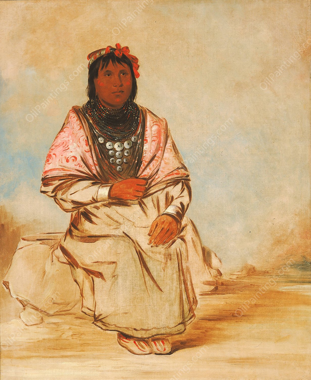 A Seminole Woman  by George Catlin - Hand-Painted Oil Painting Reproduction