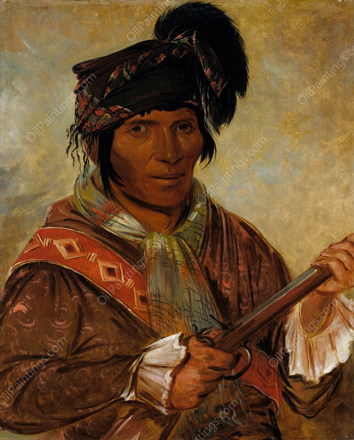 Co-Ee-Ha-Jo, a Chief  by George Catlin - Hand-Painted Oil Painting Reproduction