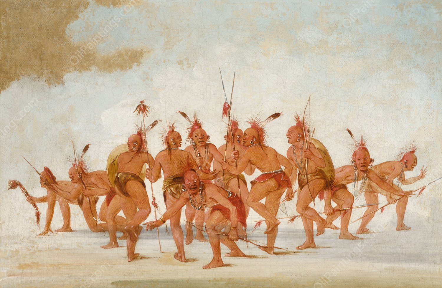 Discovery Dance, Sac And Fox  by George Catlin - Hand-Painted Oil Painting Reproduction