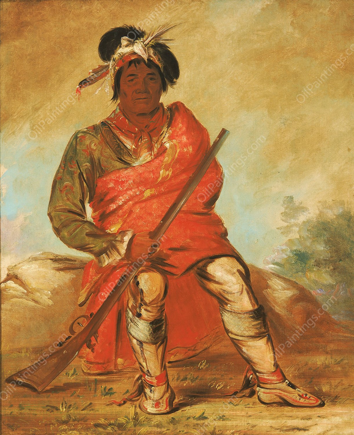 Eteh-ee-fix-e-co, Deer Without a Heart, a Chief  by George Catlin - Hand-Painted Oil Painting Reproduction