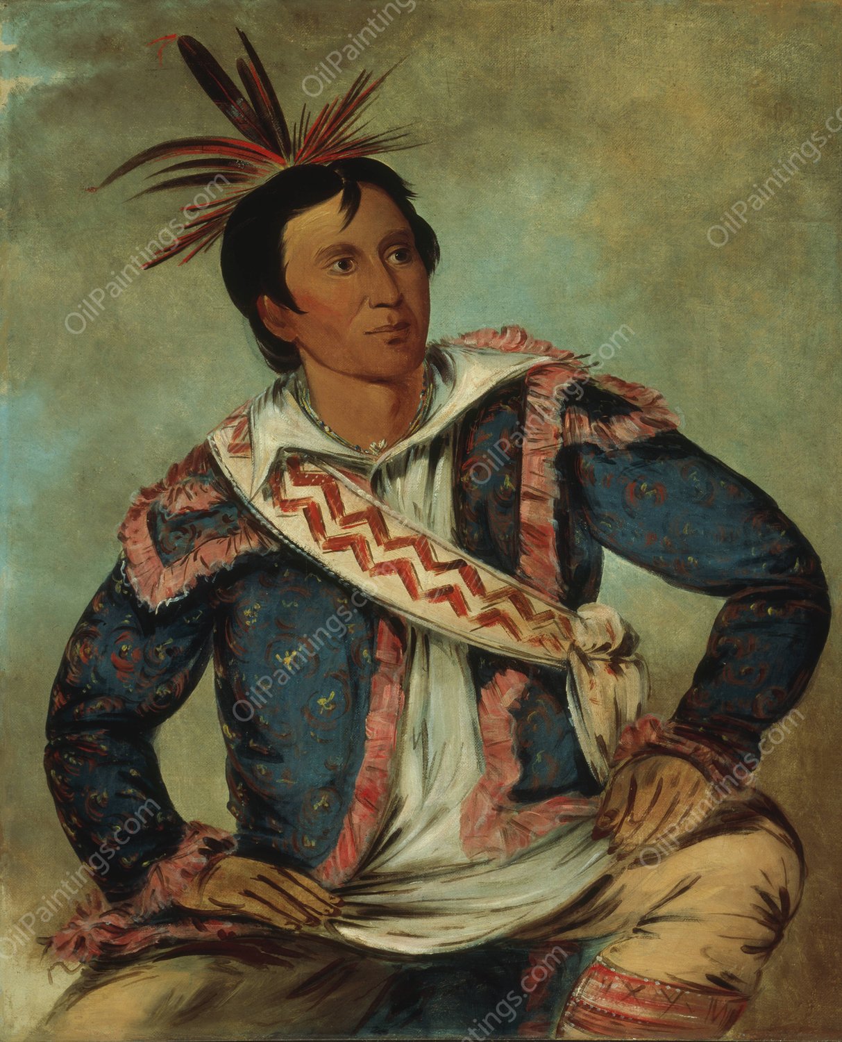 Ha-Tchoo-Tuc-Knee, Snapping Turtle, a Half-Breed  by George Catlin - Hand-Painted Oil Painting Reproduction