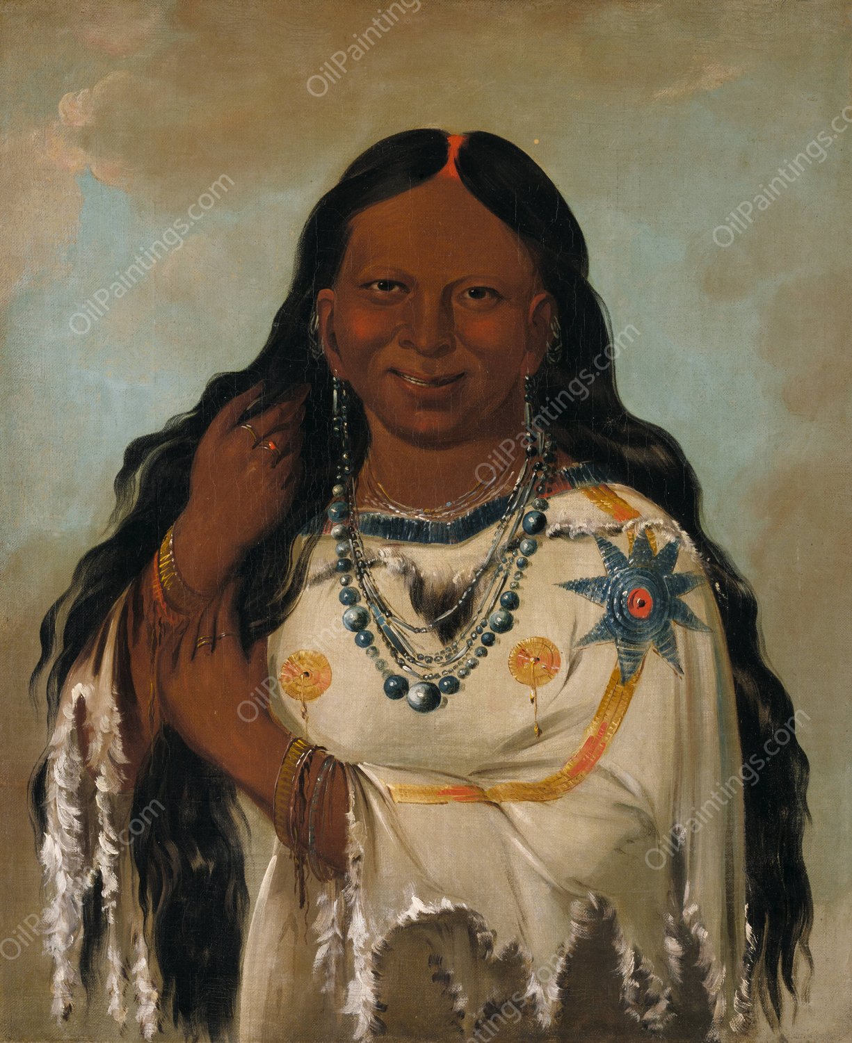 Kay-A-Gis-Gis, a Young Woman  by George Catlin - Hand-Painted Oil Painting Reproduction