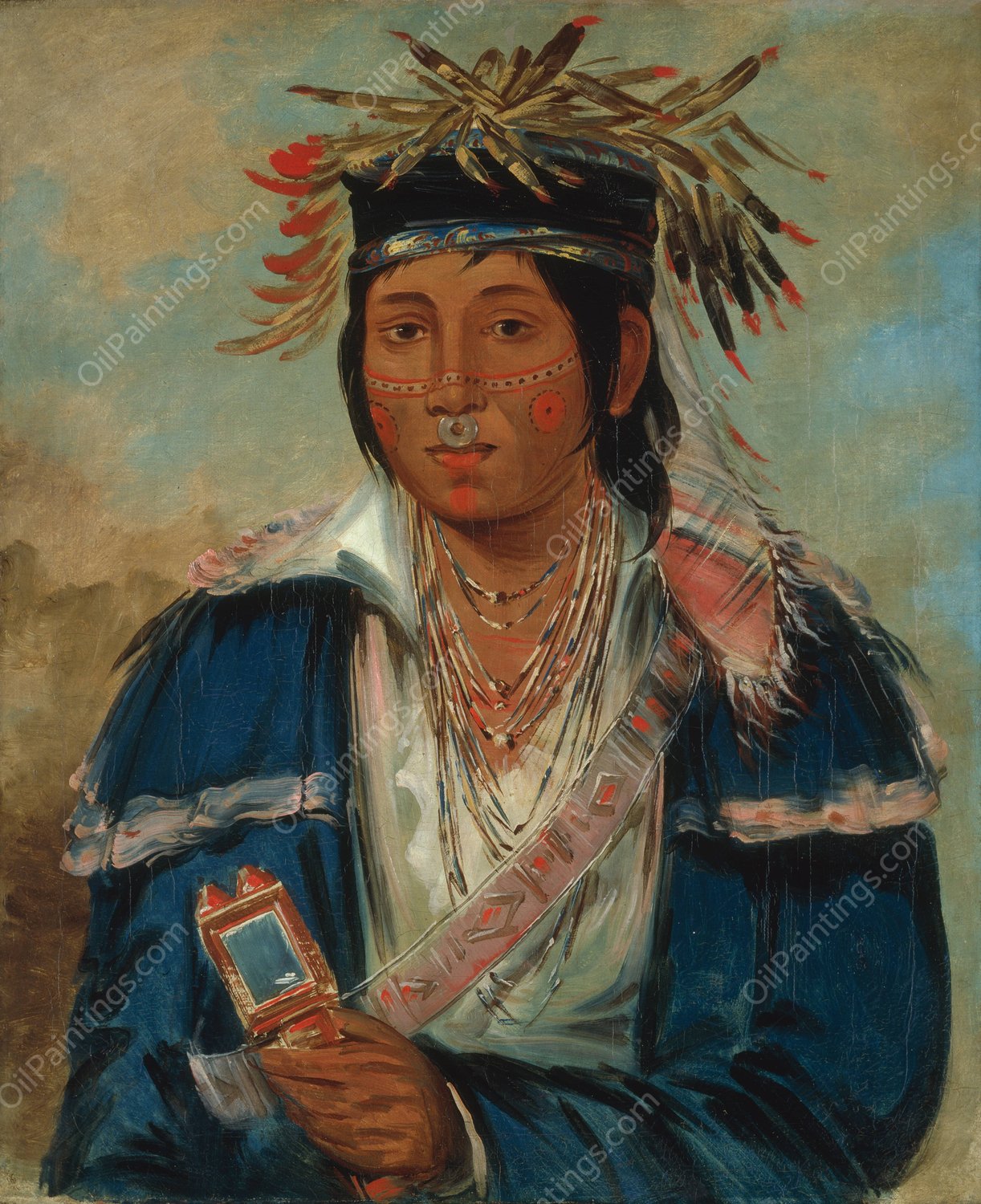 Kee-Mo-Ra-Nia, No English, a Dandy  by George Catlin - Hand-Painted Oil Painting Reproduction