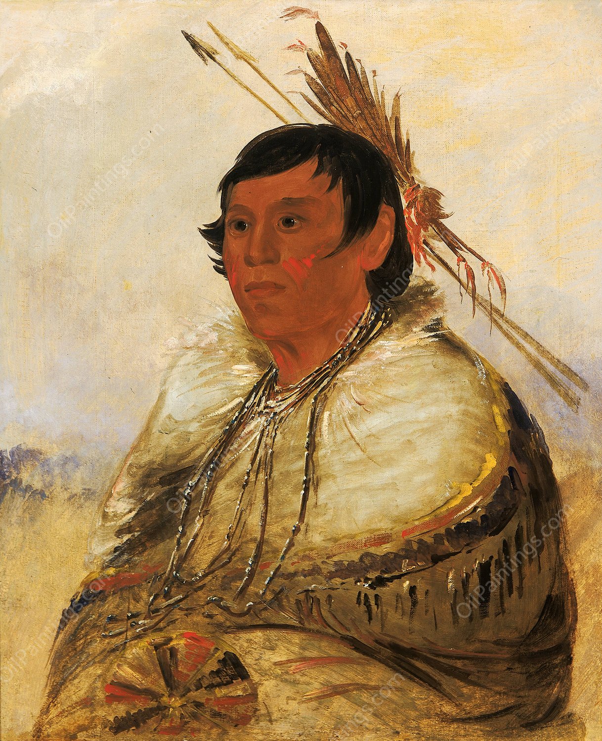 Ni-A-Co-Mo, Fix With The Foot, a Brave  by George Catlin - Hand-Painted Oil Painting Reproduction