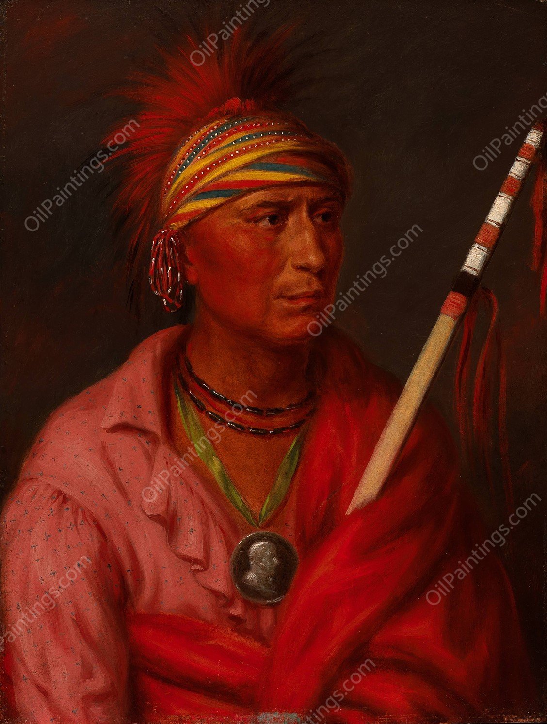 No Heart  by George Catlin - Hand-Painted Oil Painting Reproduction