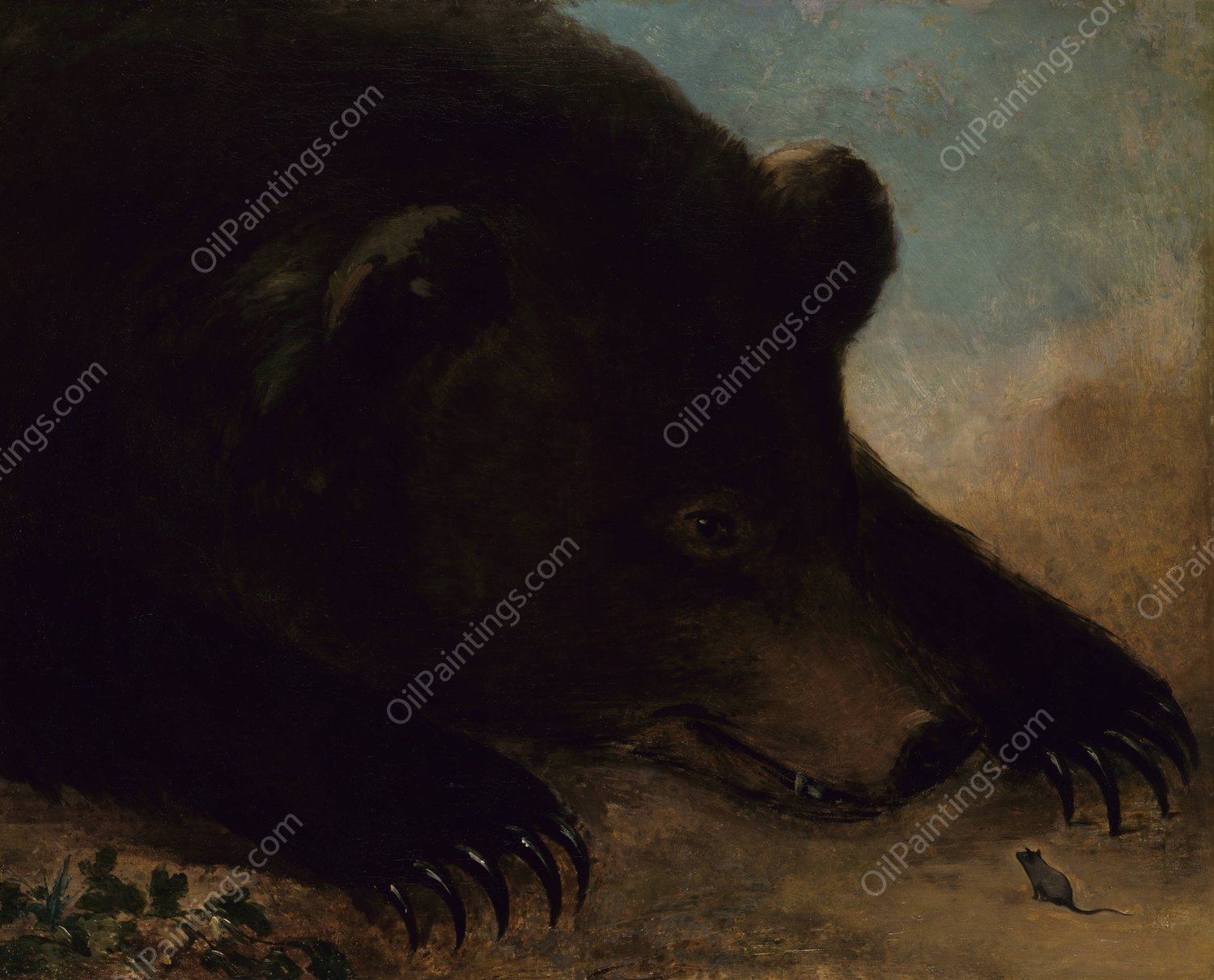 Portraits of a Grizzly Bear and Mouse, Life Size  by George Catlin - Hand-Painted Oil Painting Reproduction