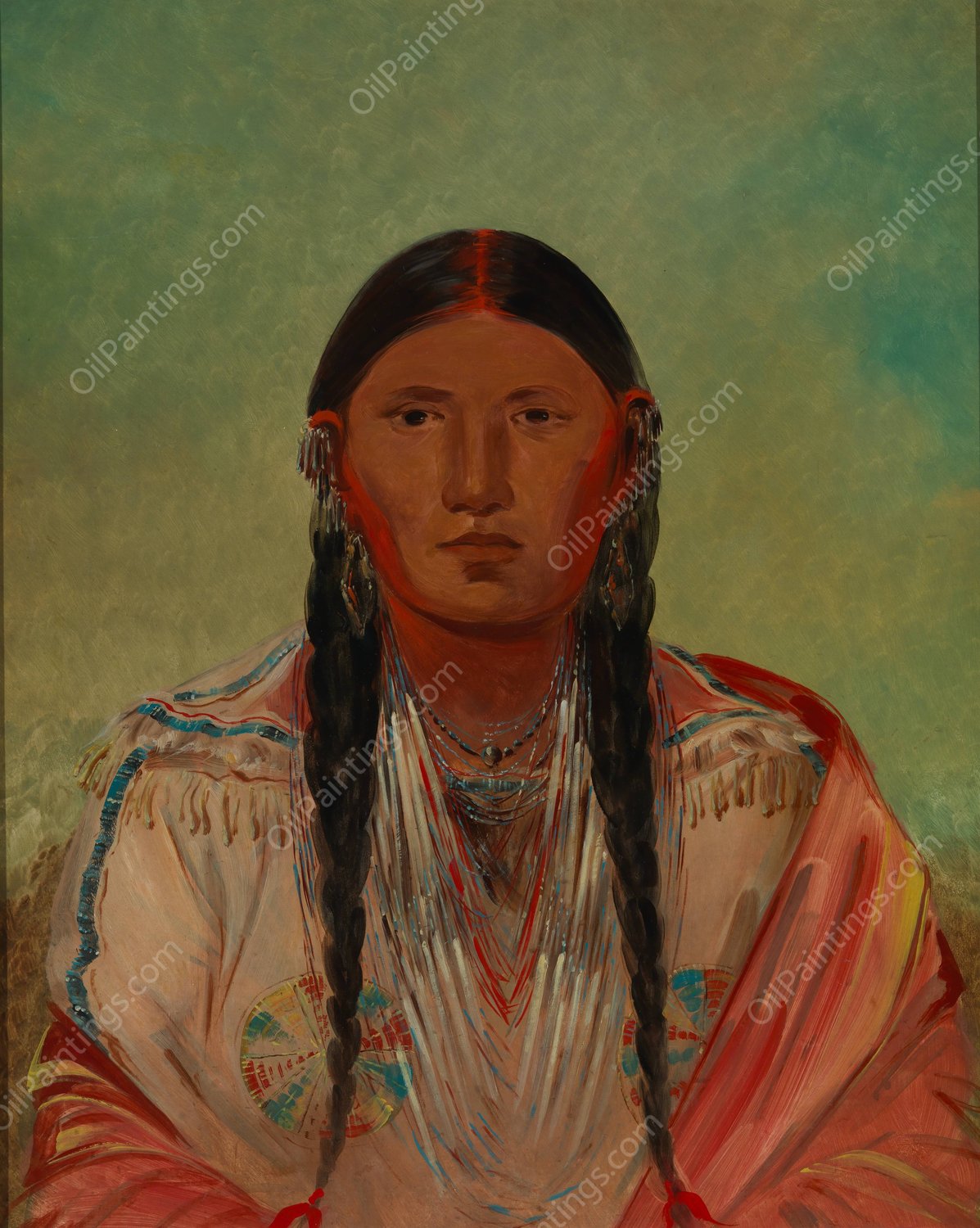 Ru-Ton-Wee-Me, Pigeon On The Wing  by George Catlin - Hand-Painted Oil Painting Reproduction