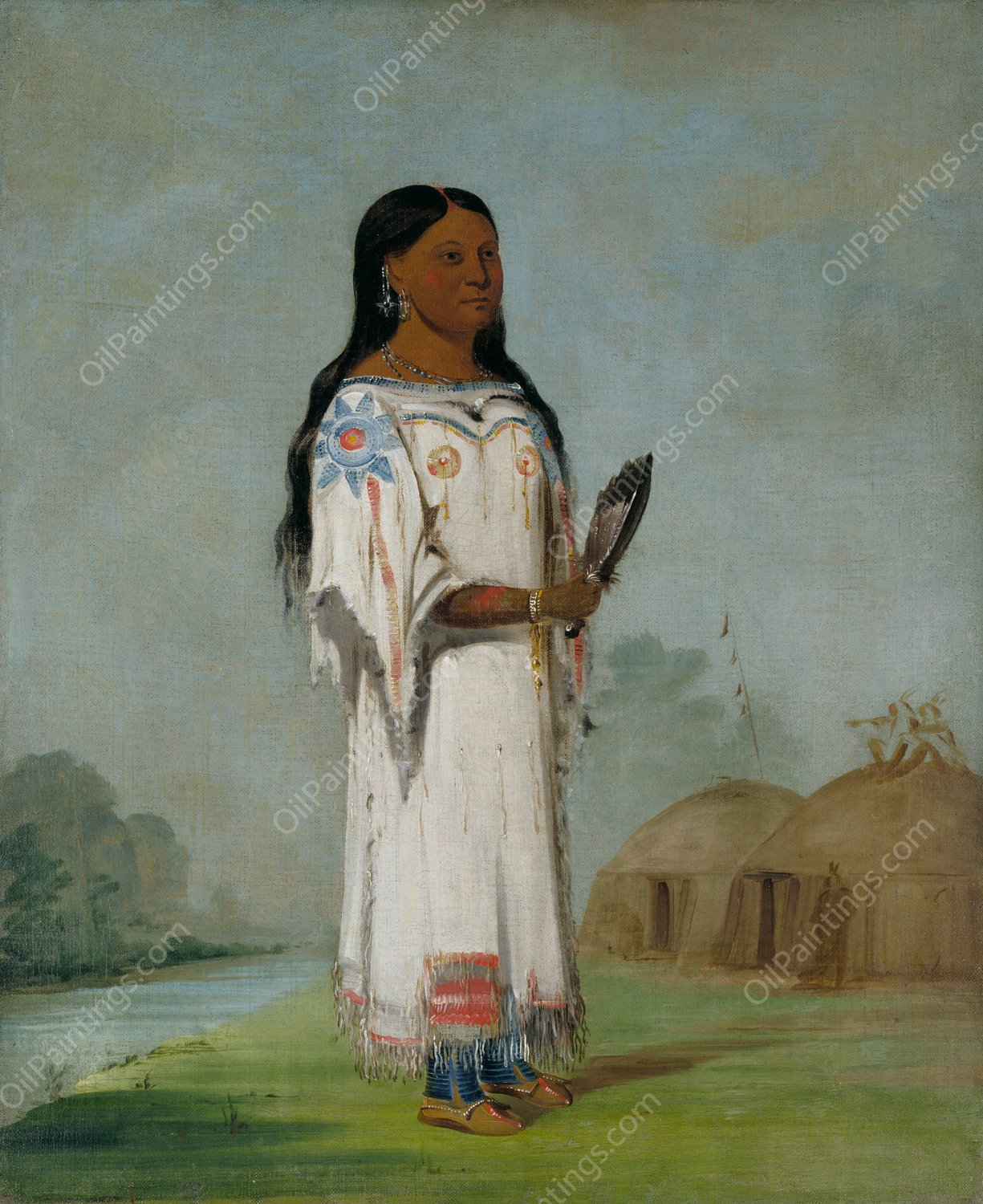 Seet-Se-Be-A, Midday Sun, a Pretty Girl  by George Catlin - Hand-Painted Oil Painting Reproduction
