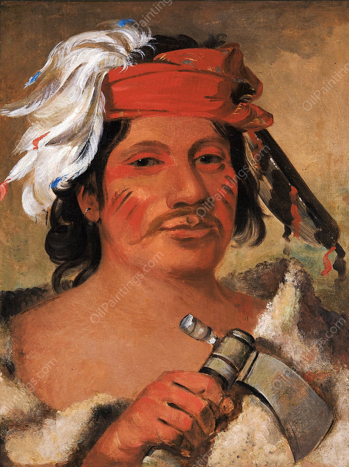 Seneca Steele, a Great Libertine  by George Catlin - Hand-Painted Oil Painting Reproduction