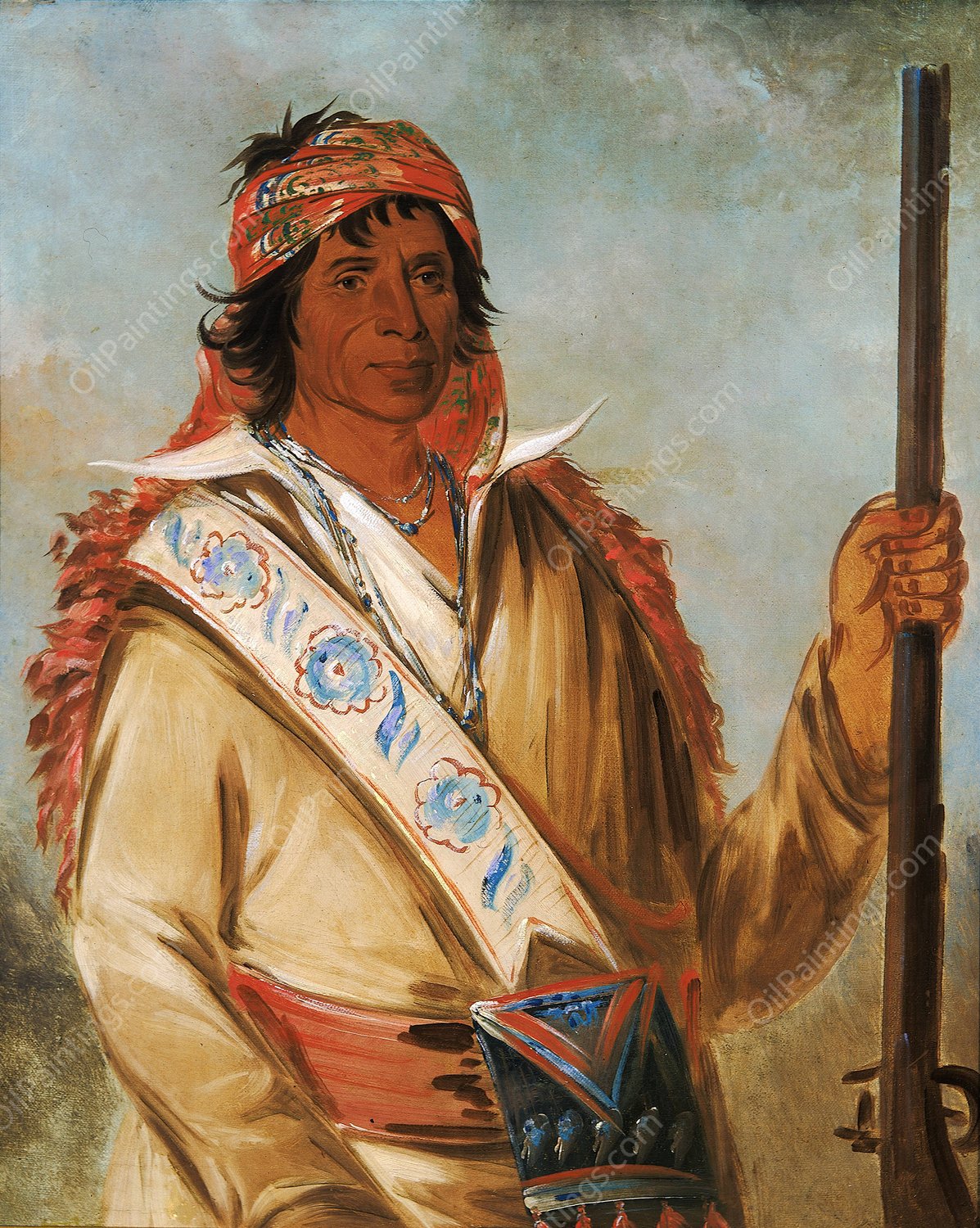 Steeh-Tcha-Ko-Me-Co, Great King  by George Catlin - Hand-Painted Oil Painting Reproduction