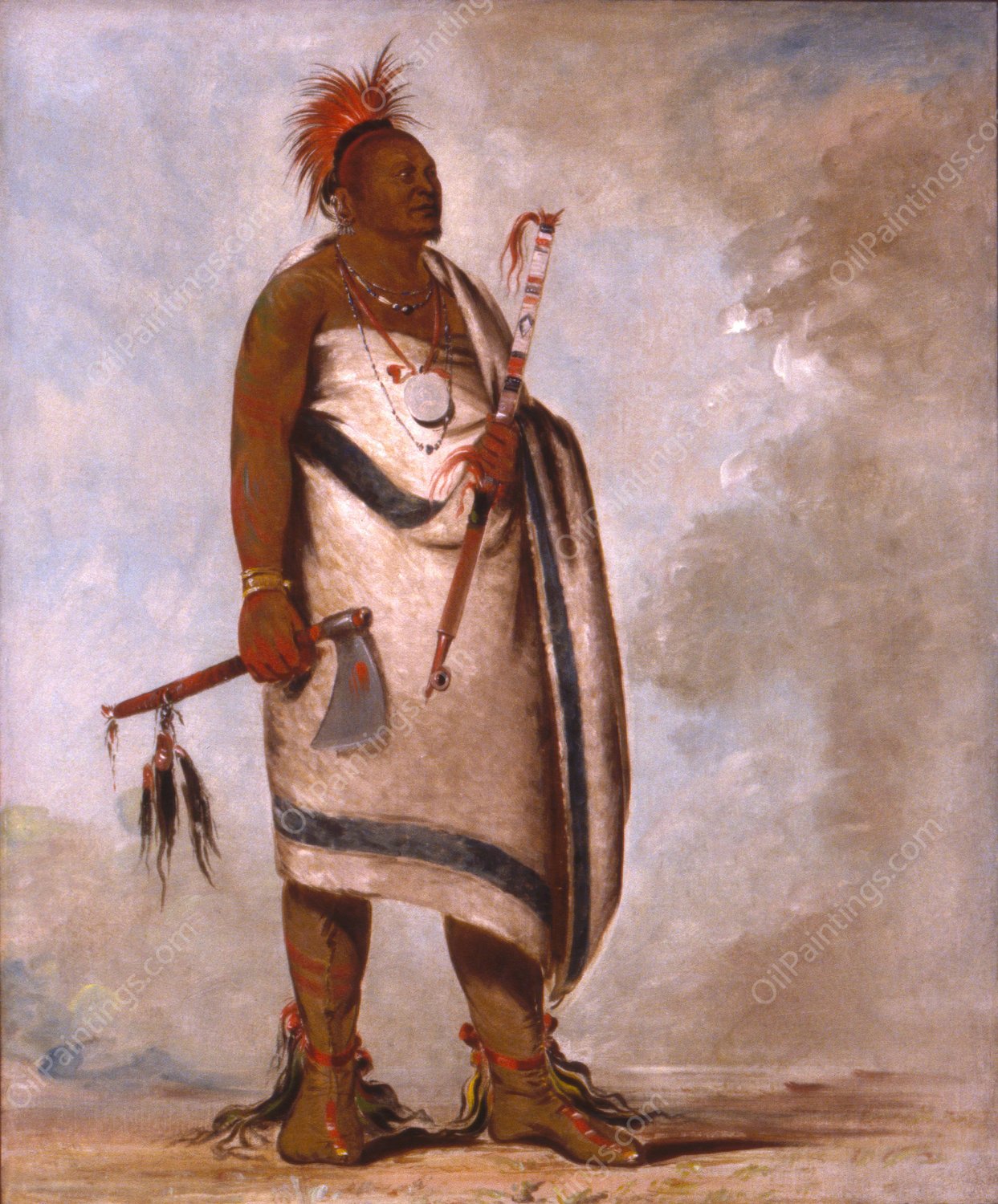 Tchong-Tas-Sab-Bee, Black Dog, Second Chief  by George Catlin - Hand-Painted Oil Painting Reproduction
