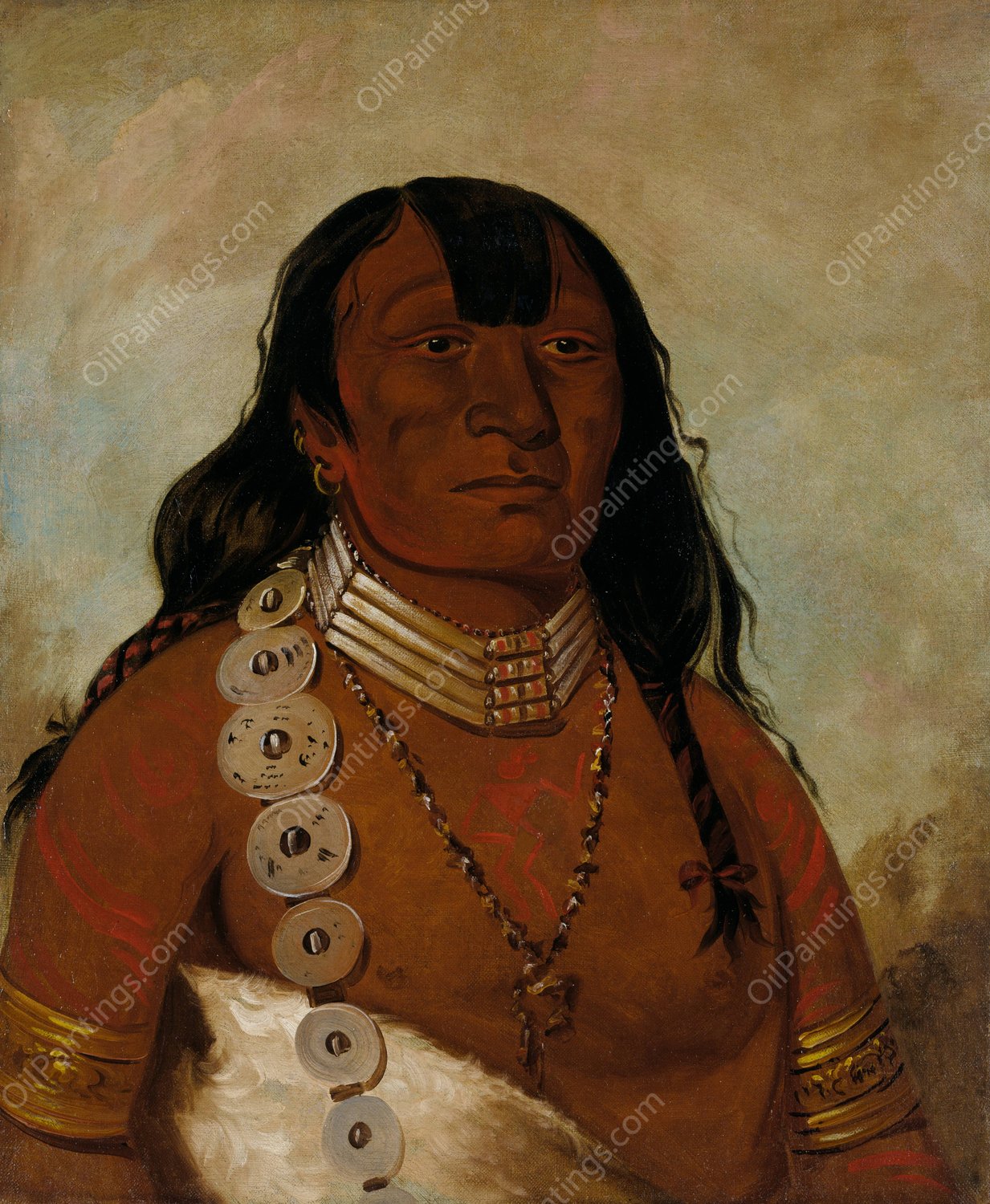 Teh-Toot-Sah  by George Catlin - Hand-Painted Oil Painting Reproduction