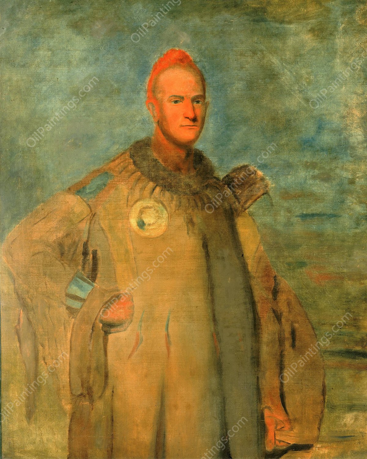Theodore Burr Catlin, in Indian Costume  by George Catlin - Hand-Painted Oil Painting Reproduction