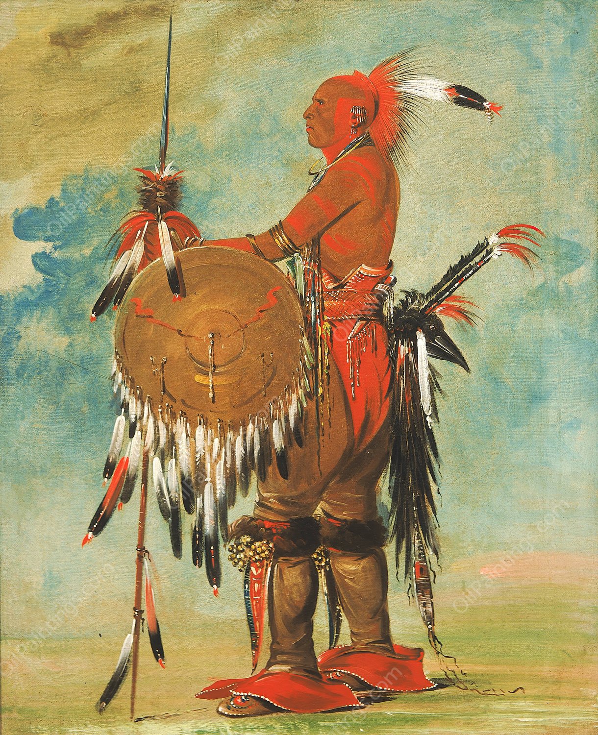 Wah-Pa-Ko-Las-Kuk, Bear's Track  by George Catlin - Hand-Painted Oil Painting Reproduction