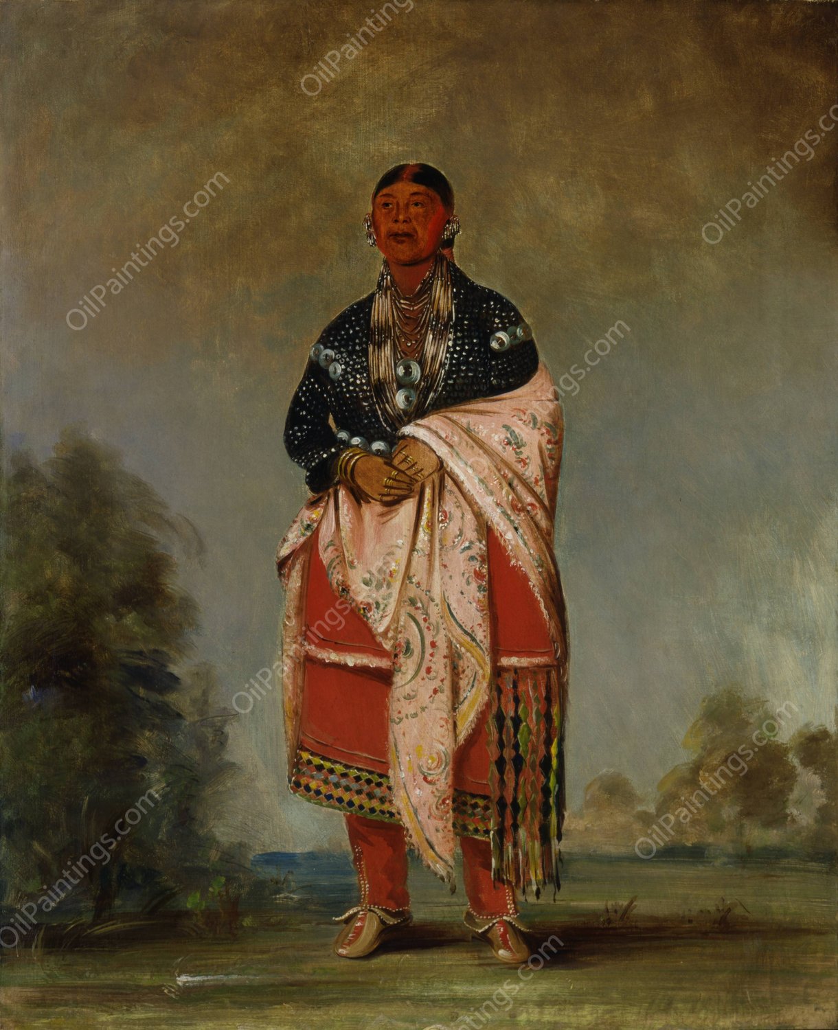 Wife of Kee-O-Kuk  by George Catlin - Hand-Painted Oil Painting Reproduction