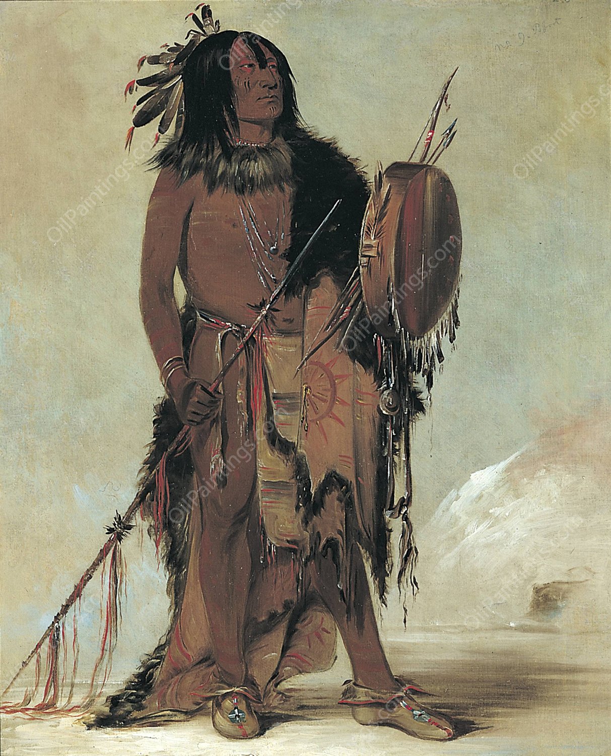 Wun-nes-tou, White Buffalo, an Aged Medicine Man  by George Catlin - Hand-Painted Oil Painting Reproduction