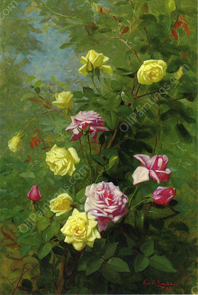 Climbing Roses by George Cochran Lambdin - Hand-Painted Oil Painting Reproduction