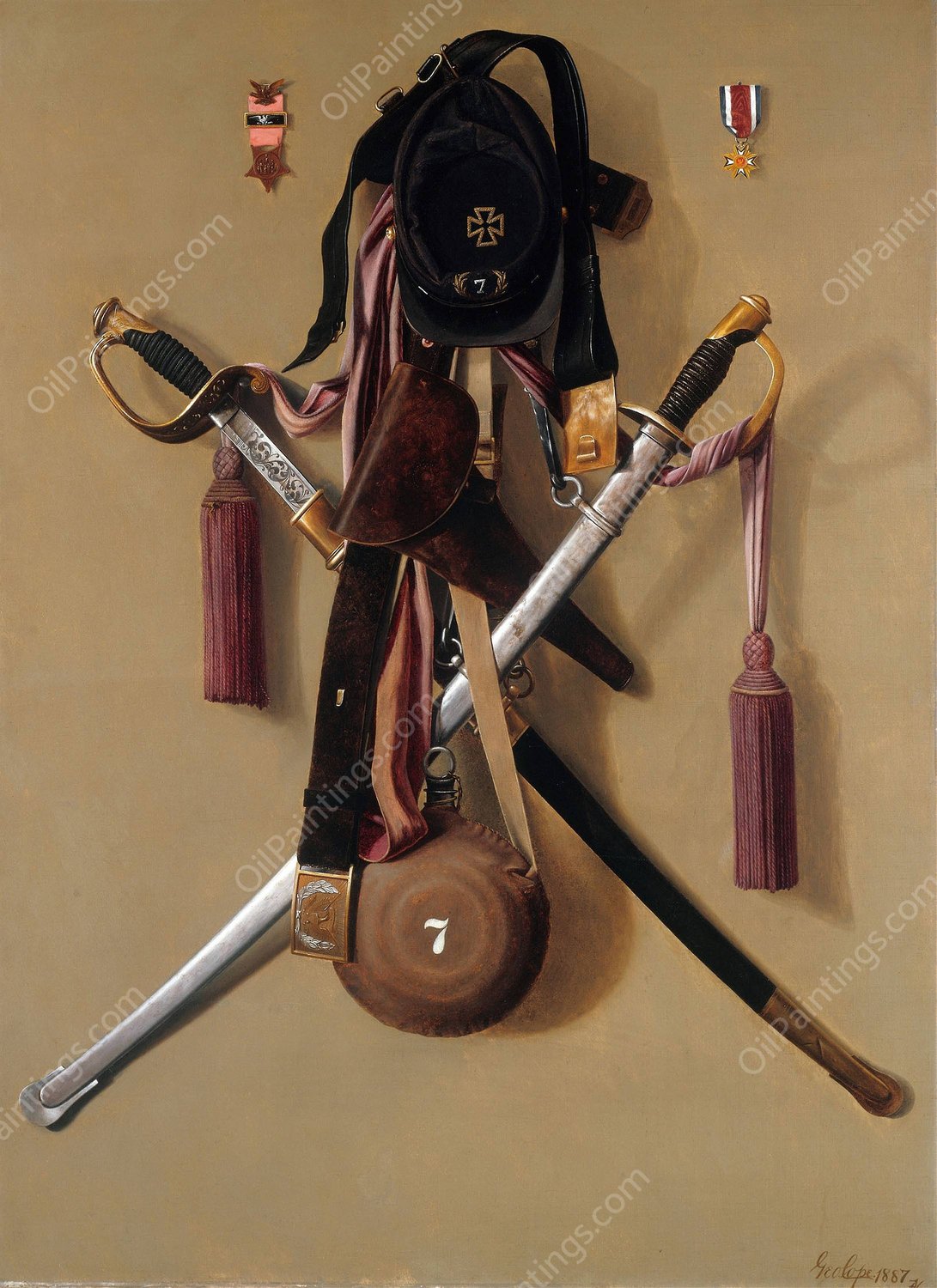 Civil War Regalia of Major Levi Gheen McCauley  by George Cope - Hand-Painted Oil Painting Reproduction