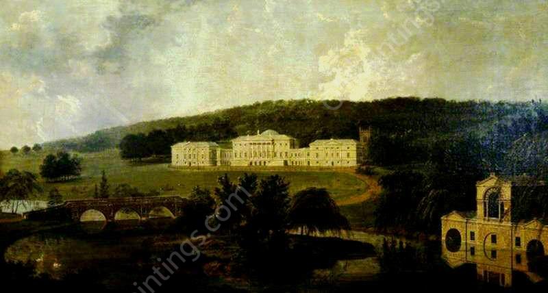 Kedleston Hall from the North by George Cuitt - Hand-Painted Oil Painting Reproduction